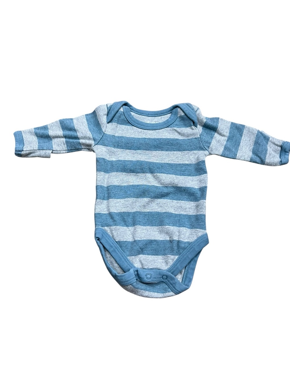 Pact Striped Blue Long-Sleeve Baby One-Piece Bodysuit Size 0-3 Months